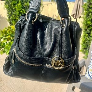 Michael Kors Black Pebbled Leather Shoulder Bag